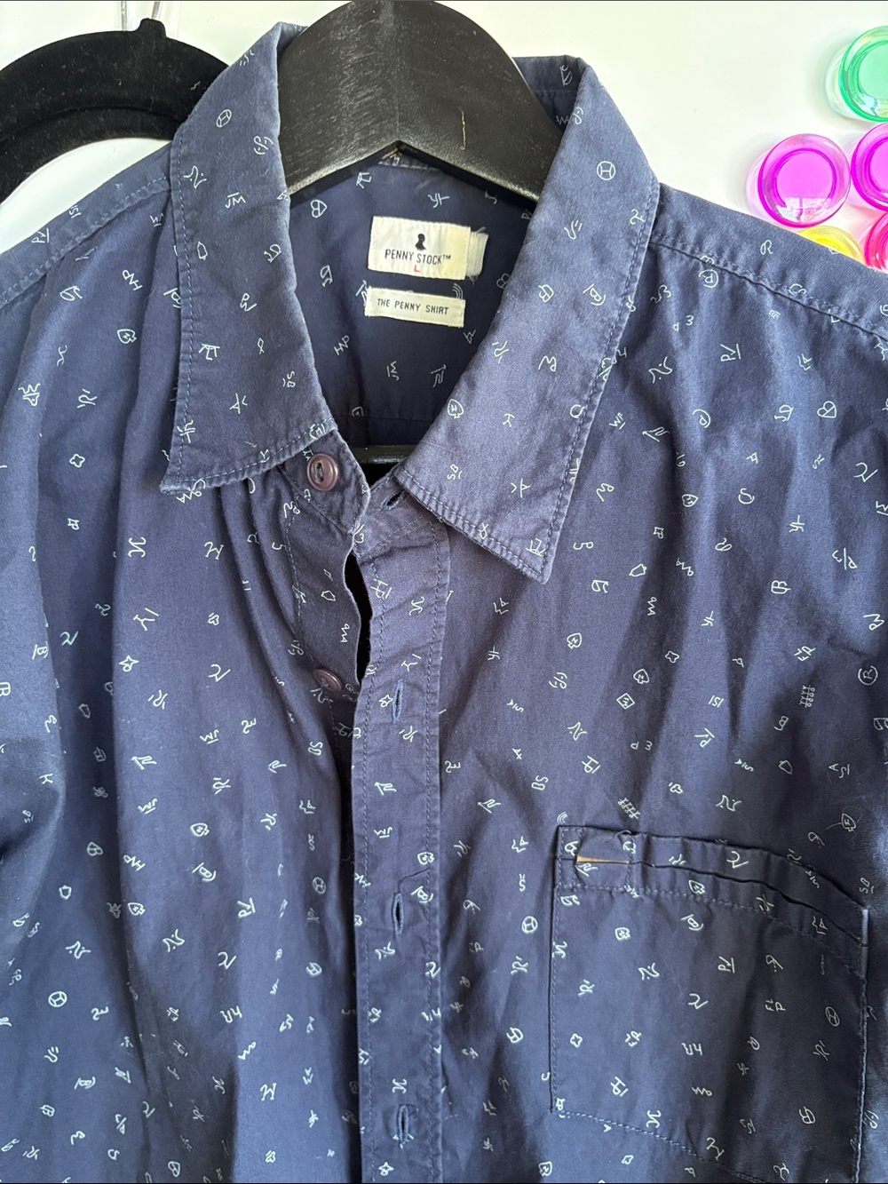 Penny Stock Navy Printed Button-Up Shirt - Men's